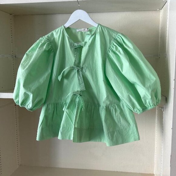 KARLIE Lime Poplin Knot Top (SIZE SMALL) - Picture 4 of 5